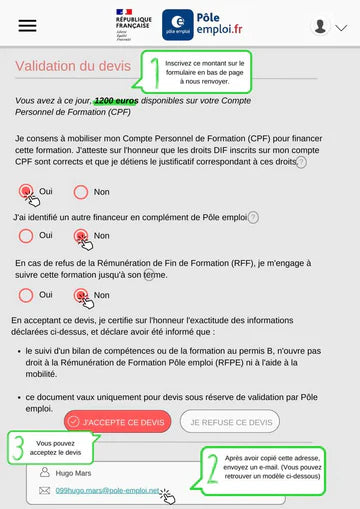 Exemple d’acceptation du devis